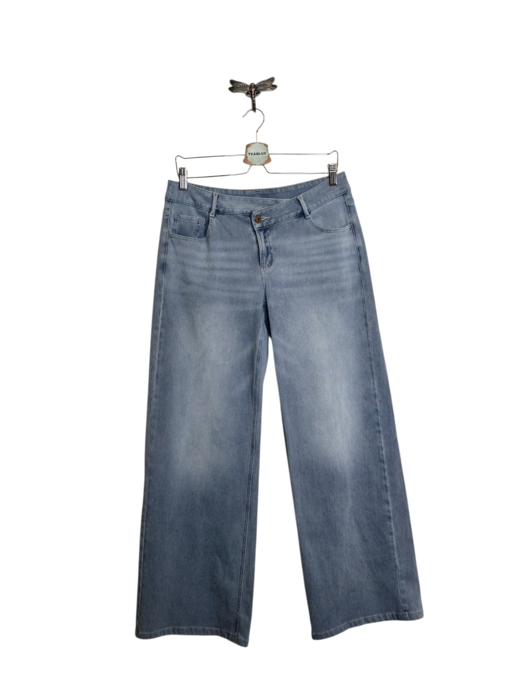 Halara Flex Asymmetric Low Rise Baggy Wide Leg Washed Casual Jean M Tall (8-10) - Picture 2 of 13